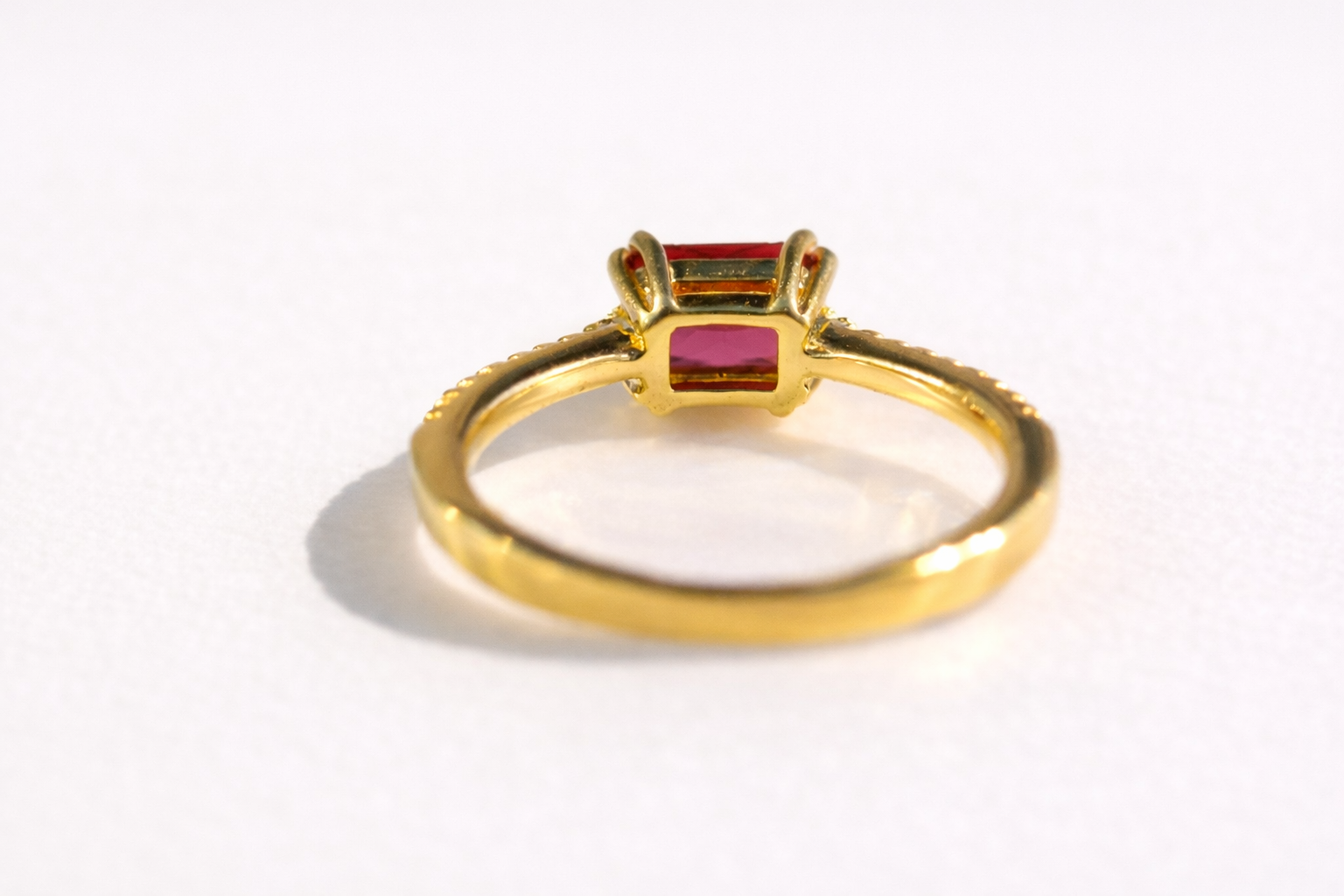 Custom Engagement Ring Double Prong Setting Pave Round Cut Band Ruby.
