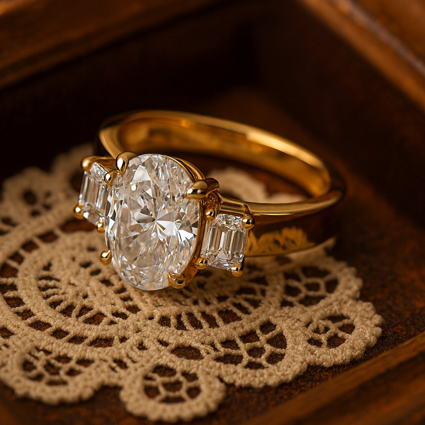 Classic Oval Diamond Ring With Gold Band – Timeless Bridal Jewelry