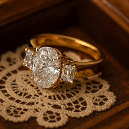 Classic Oval Diamond Ring With Gold Band – Timeless Bridal Jewelry