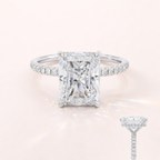 White Gold Engagement Ring With Radiant Cut And Pave Band
