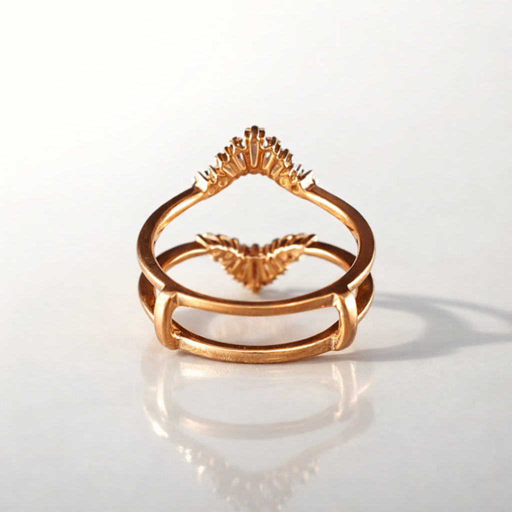 Engagement Ring Enhancer Bands Featuring Baguette Cut Enhancer Ring In Rose Gold
