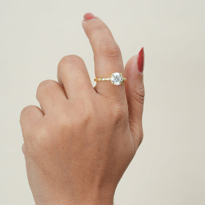 Cluster Round Moissanite Ring, Yellow Gold Engagement Fine Jewelry With Style