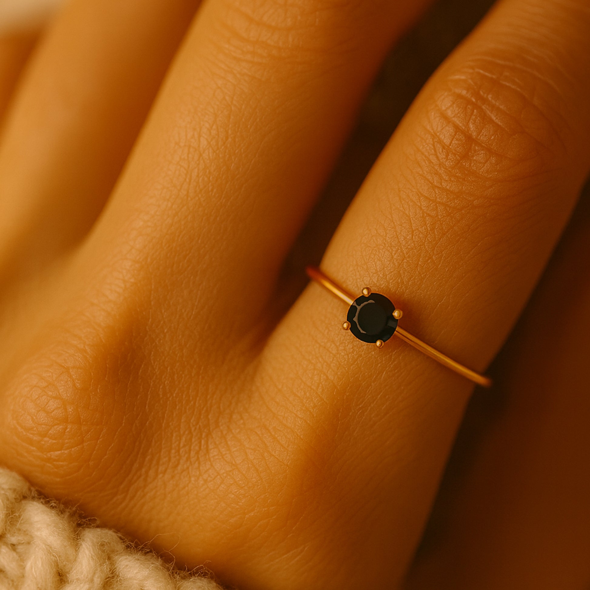 Elegant Round Cut Black Onyx Ring, Gold Birthstone Gemstone Fine Jewelry With Sophisticated Black Stone