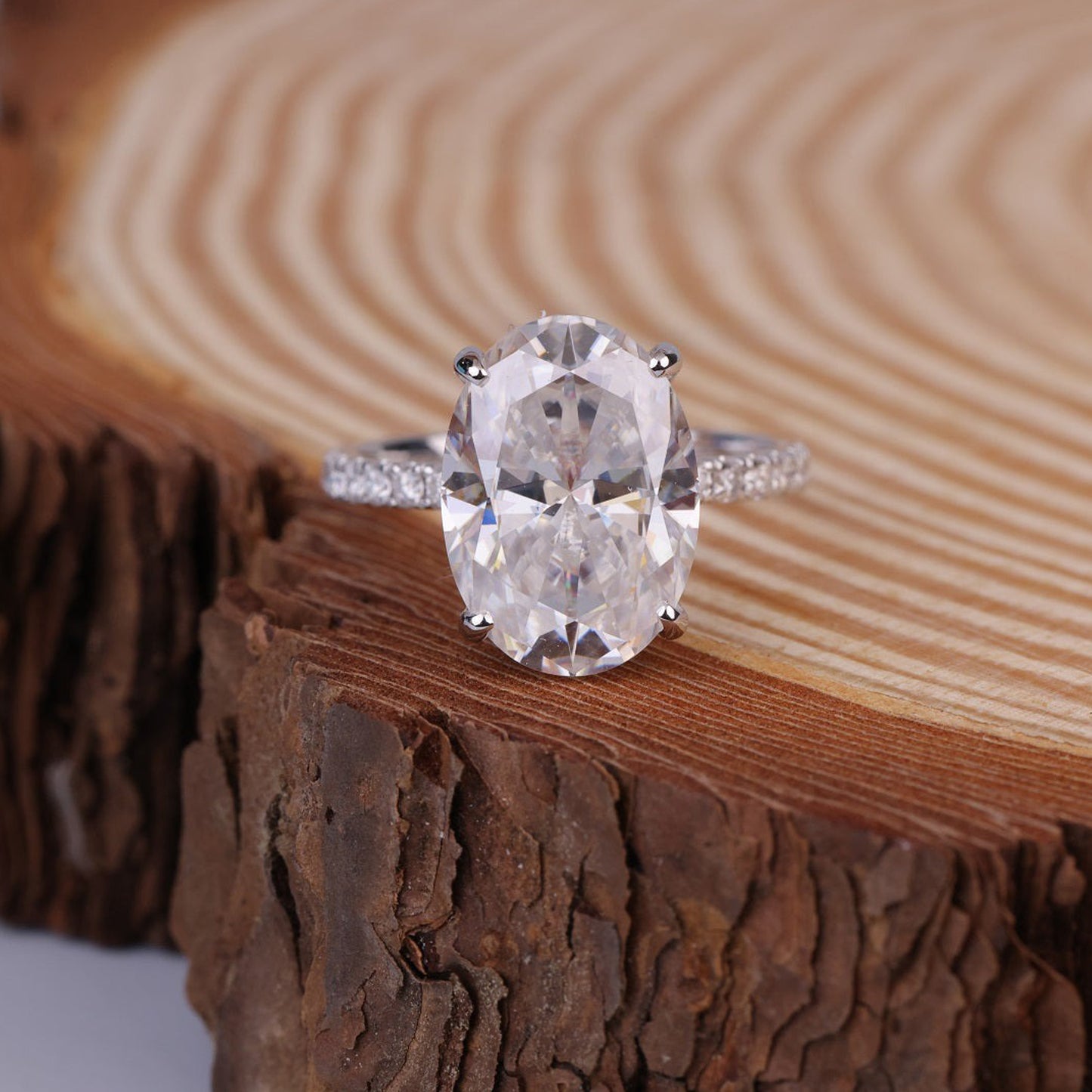 Halo Oval Moissanite Ring, Gold Engagement Fine Jewelry With Style