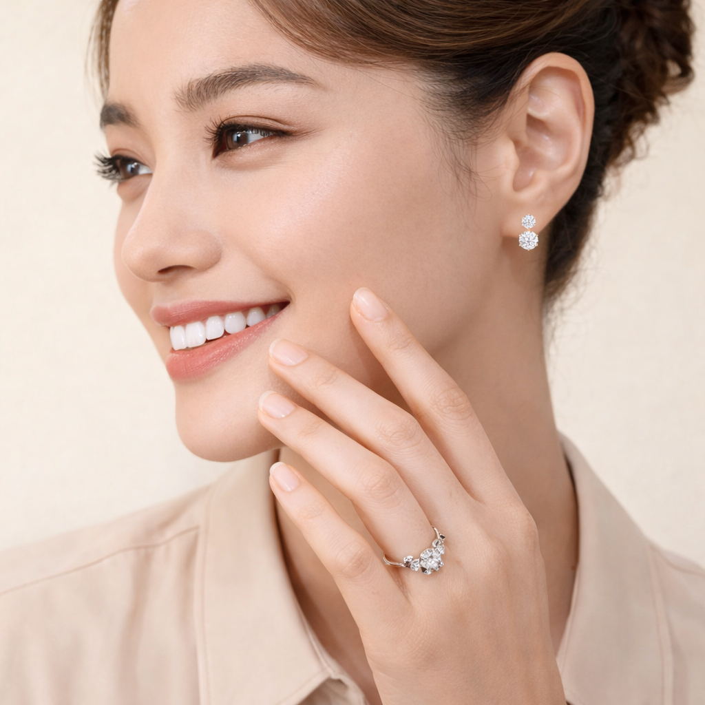 Stunning Two Stone Earrings Featuring Round Cut Diamonds In Different Gold Tones

