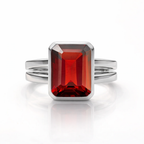 Emerald Cut Garnet Engagement Ring

