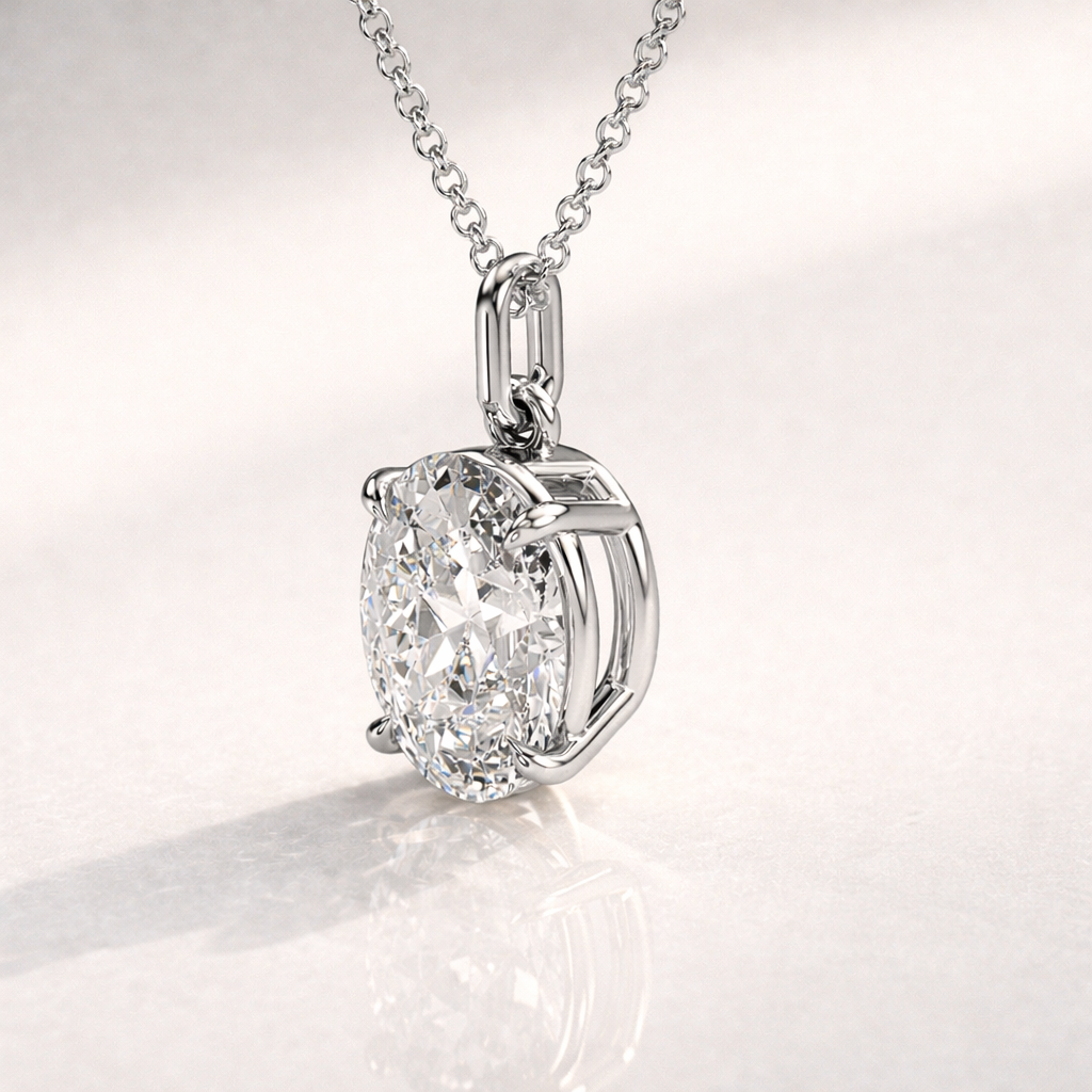 Custom Diiro Oval Diamond Solitaire Pendant
