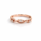 Rose Gold Twisted Wedding Band With Round Cut Diamond Minimal Design
