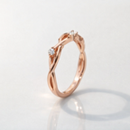 Twisted Rose Gold Wedding Band With Round Cut Diamond Or Moissanite
