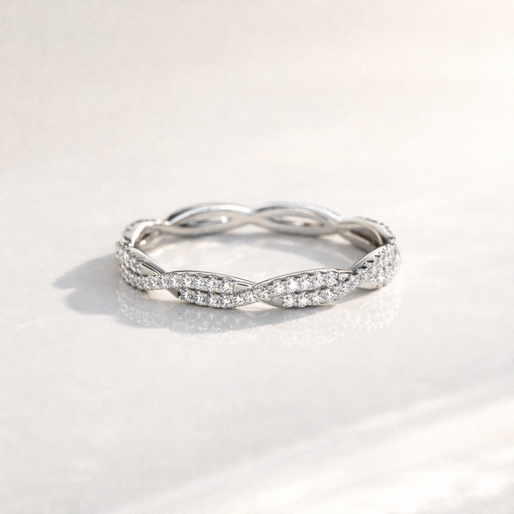 Twisted Eternity Diamond Wedding Band In Rose Gold
