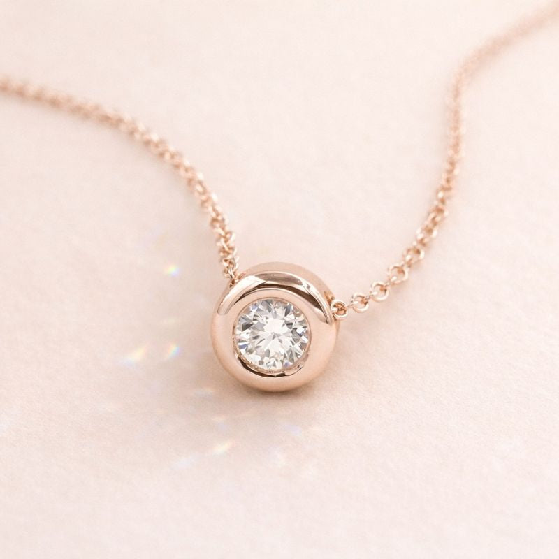 Diamond Bezel Pendant In Bezel Setting With Minimal Pendant Design By Diiro
