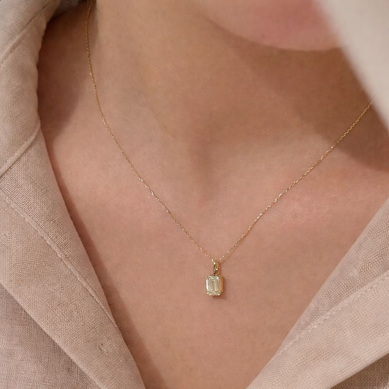 Custom Diamond Pendant With Emerald Cut Diamond Pendant In Rose Gold Pendant
