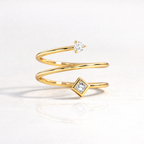 Round And Princess Cut Diamond Ring Spiral Setting Custom Jewelry.
