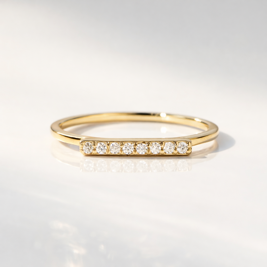 Yellow Gold Wedding Band With Minimalist Diamond Style

