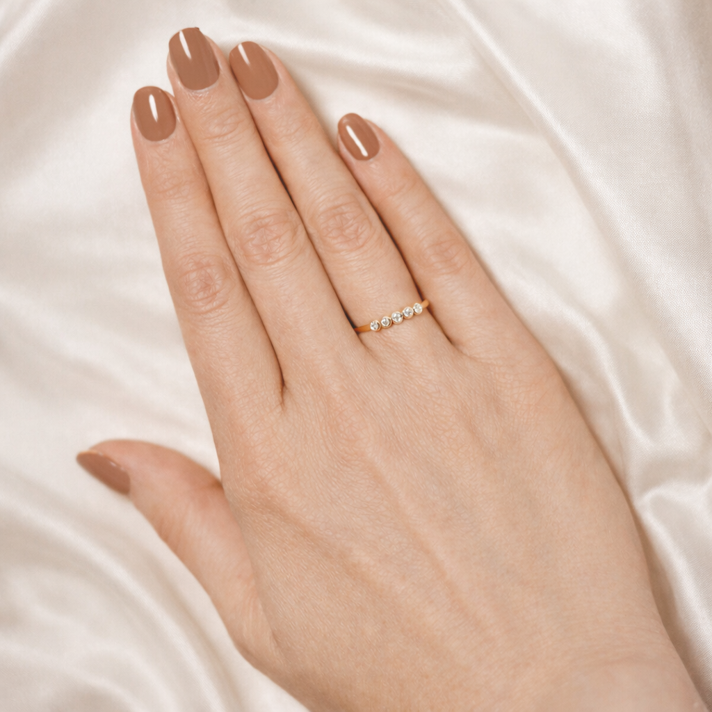 Stackable Bezel Set Round Cut Diamond Wedding Band
