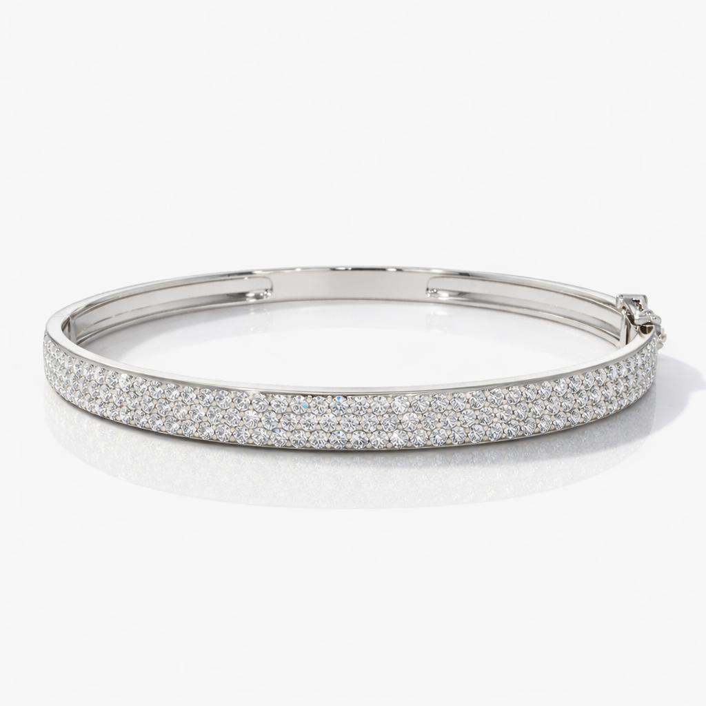 Luxury gold triple row diamond bracelet
