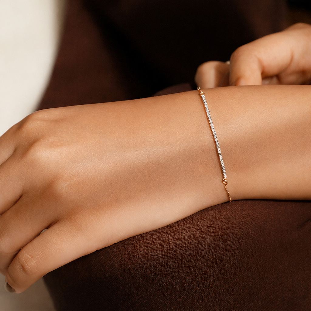 Round cut diamond half tennis bracelet
