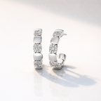 Lab Grown Diamond Half Hoop Earrings In Yellow Gold Halo Style
