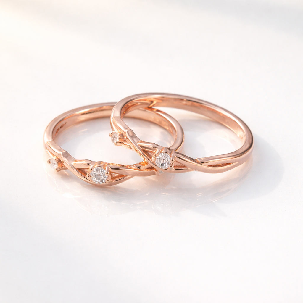 Dainty Rose Gold Twisted Wedding Band With Minimalist Elegant Look

