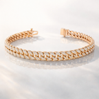 White gold Cuban chain bracelet with diamonds
