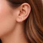 Small Hoop Earrings Featuring Lab Grown Diamond Bezel Hoops In Yellow Gold
