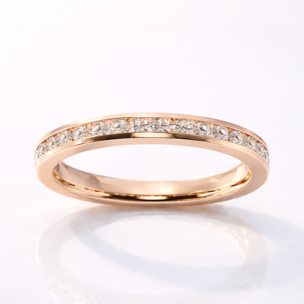 Lab Grown Diamond Channel Set Half Eternity Band In Yellow Gold
