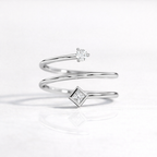 Diamond Wrap Ring Round Cut Diamond Princess Cut Moissanite Ring.
