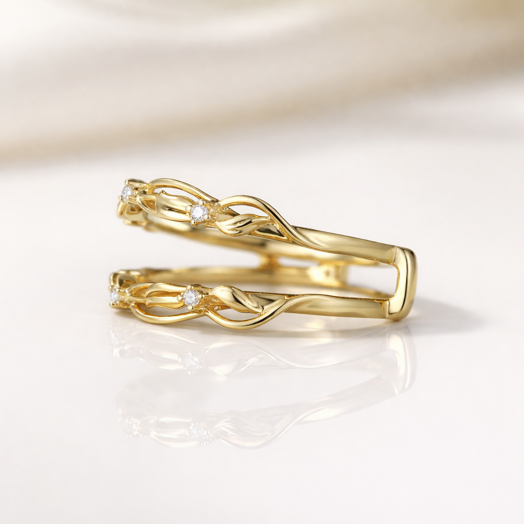 Unique Moissanite Ring Enhancer Crafted In Yellow Gold By Diiro