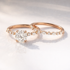 Yellow gold diamond ring with pave wedding band
