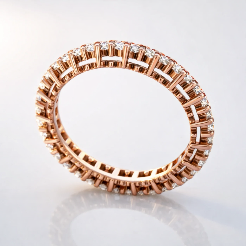 Lab Grown Diamond Triangle Eternity Band In Rose Gold Design
