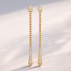 Diamond Drop Earrings In Gold With Modern Long Style
