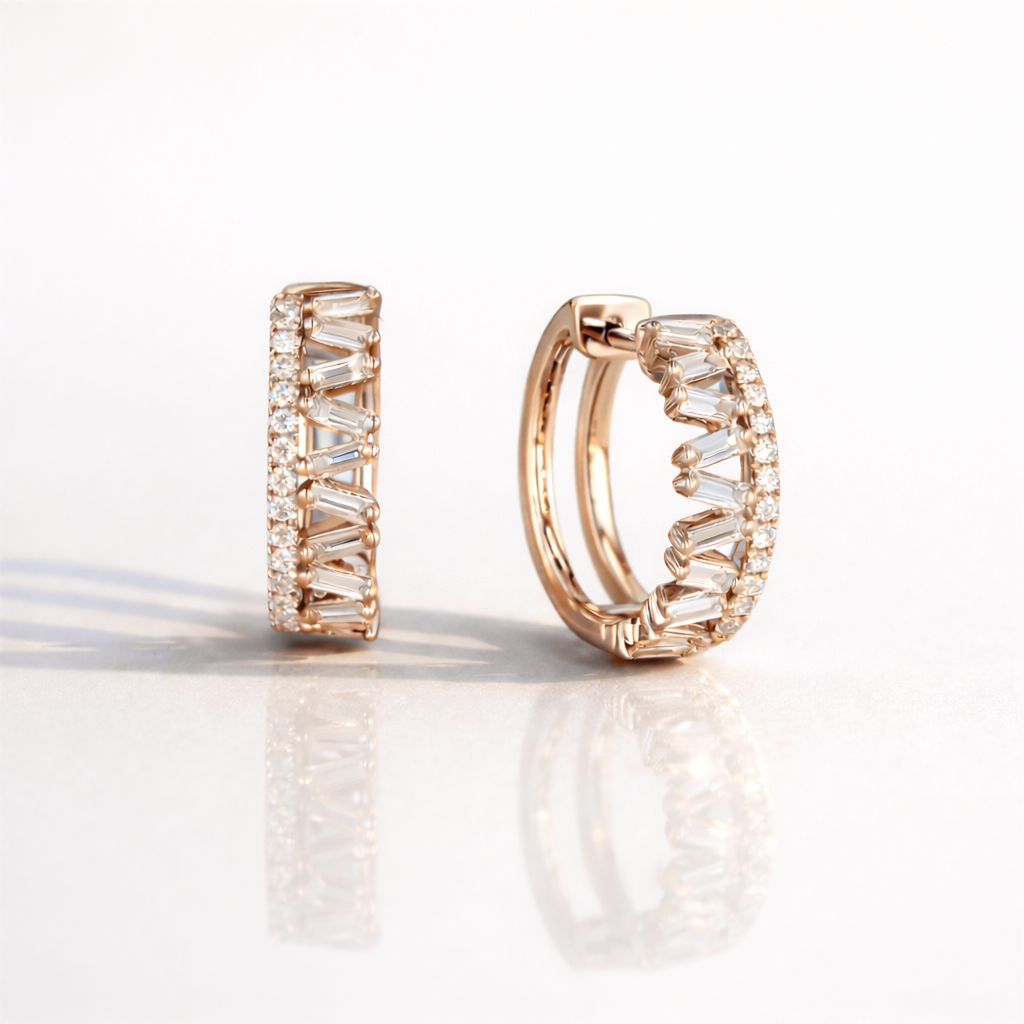 Luxury White Gold Hoop Earrings With Mixed Cut Diamonds
