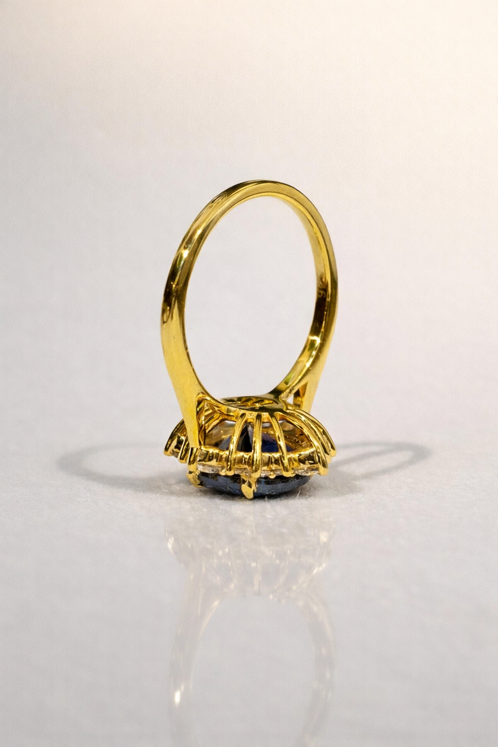 Moissanite Engagement Ring Cathedral Style Oval Sapphire Jewelry.
