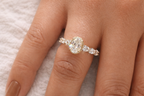 Oval Hidden Halo Engagement Ring Seven Stone Engagement Ring Diiro.
