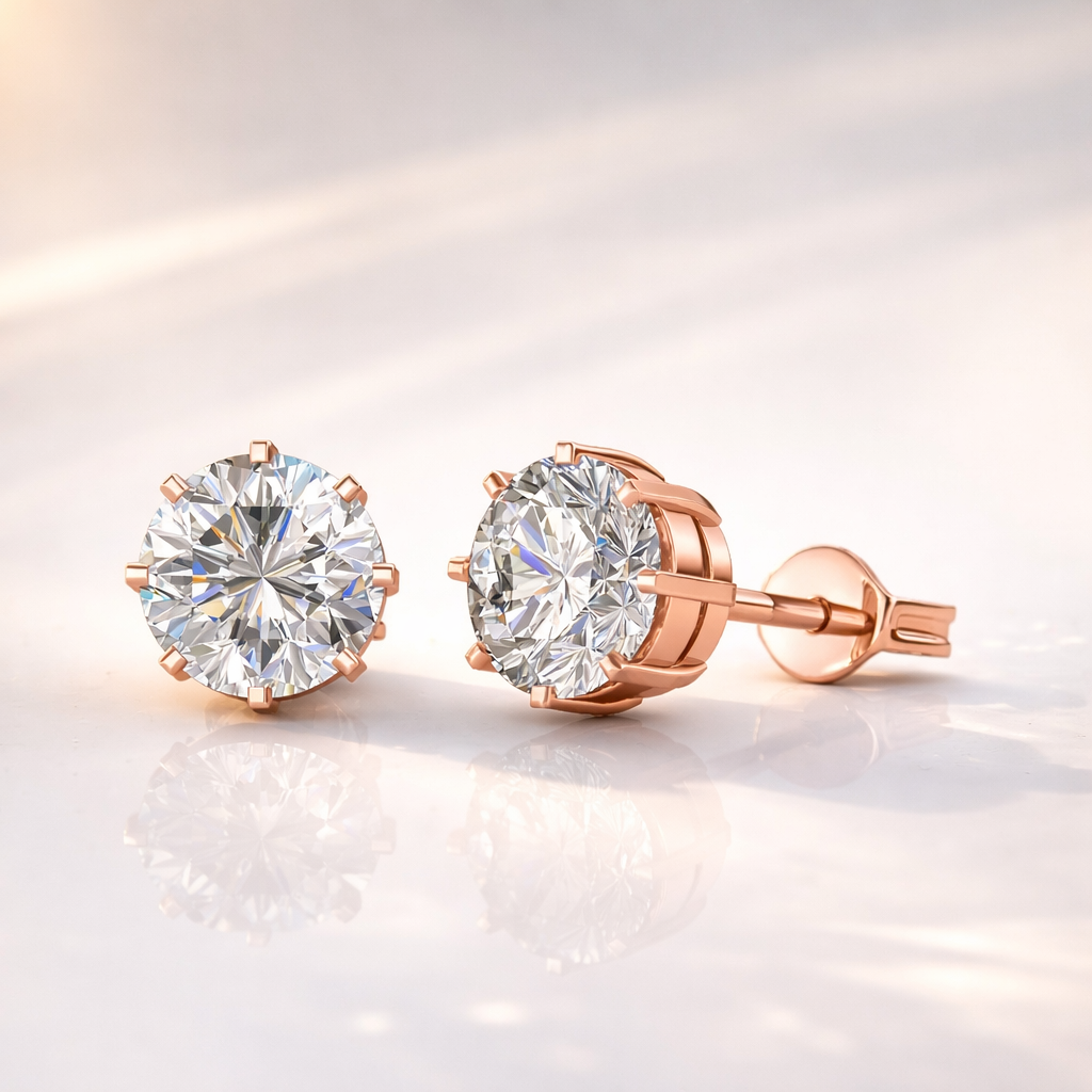 Lab Grown Diamond Earrings In Solitaire Stud Style
