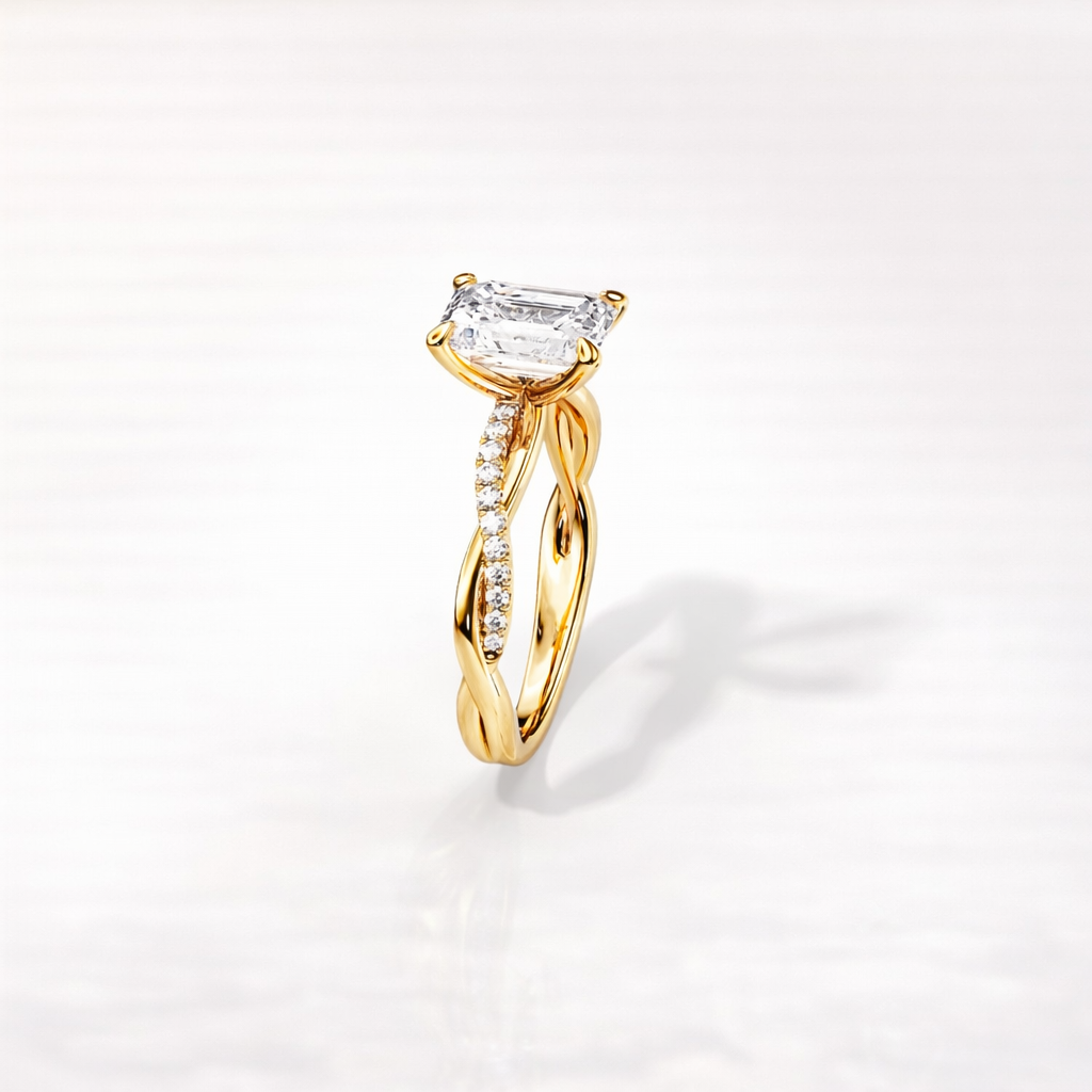 Emerald Cut Engagement Ring With Four Claw Prong Setting
