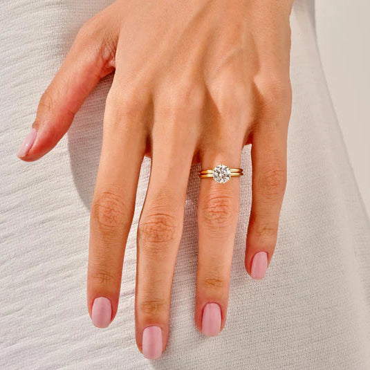 Rose gold solitaire bridal ring set for women
