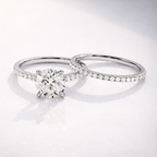 Diamond engagement ring with matching diamond band set

