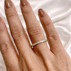 Triple Row Round Cut Diamond Wedding Band With Elegant Half Eternity
