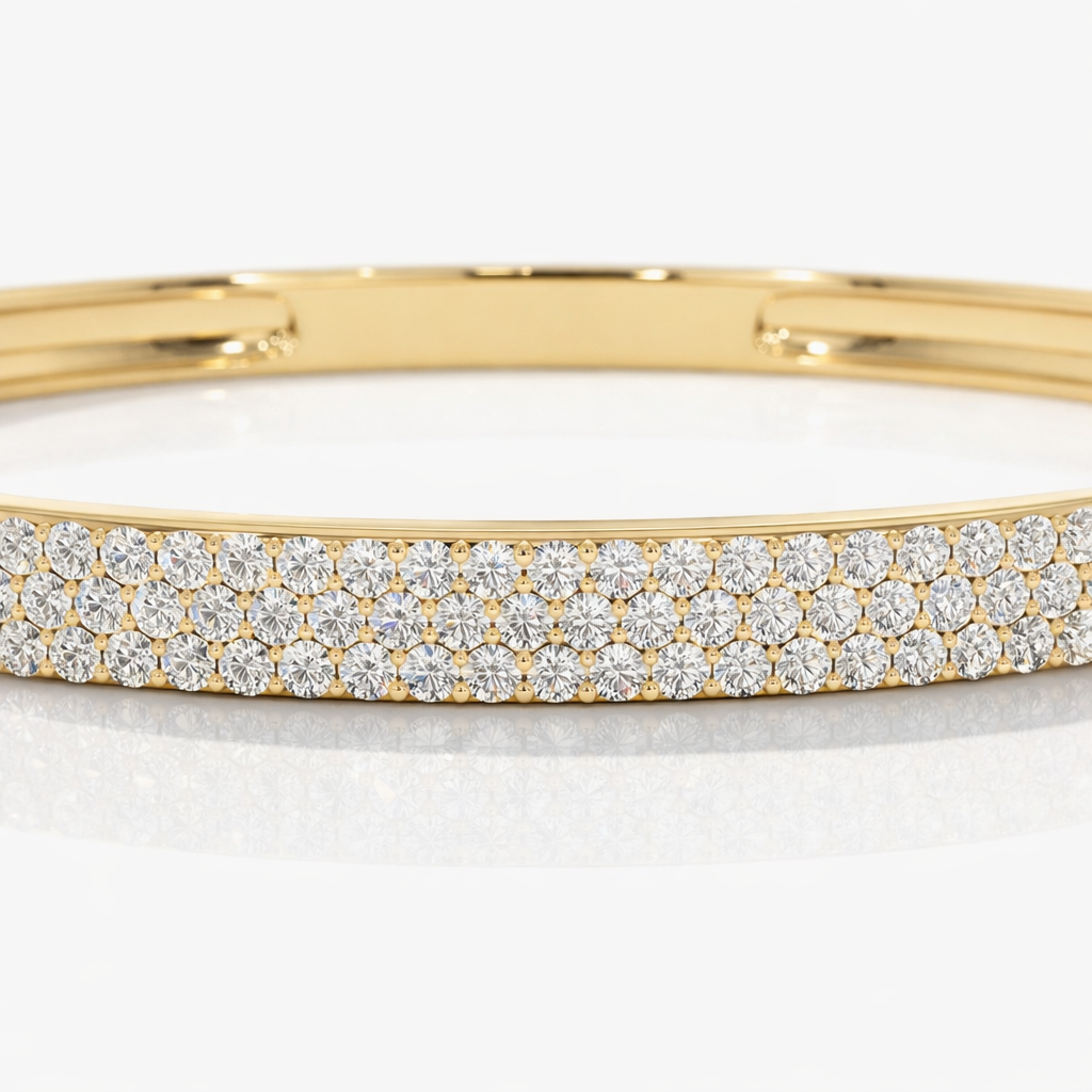 Classic triple row round diamond bracelet
