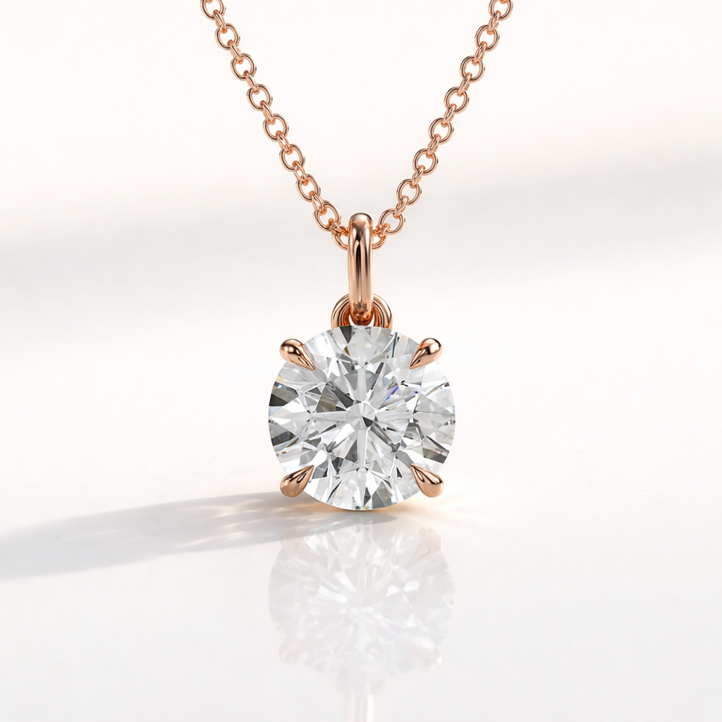 Diiro Round Gold Pendant Solitaire Design
