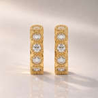 Custom Huggie Hoop Earrings With Round Diamond Stud Style Bezel Design
