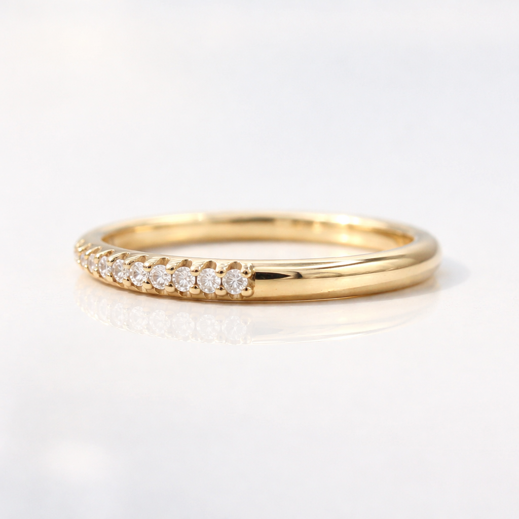 Diiro Wedding Band Open Ring Wedding Band Round Diamond Prong Setting Gold.
