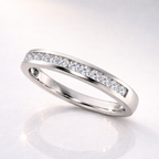 Moissanite Channel Set Half Eternity Wedding Band With Round Cut Stones
