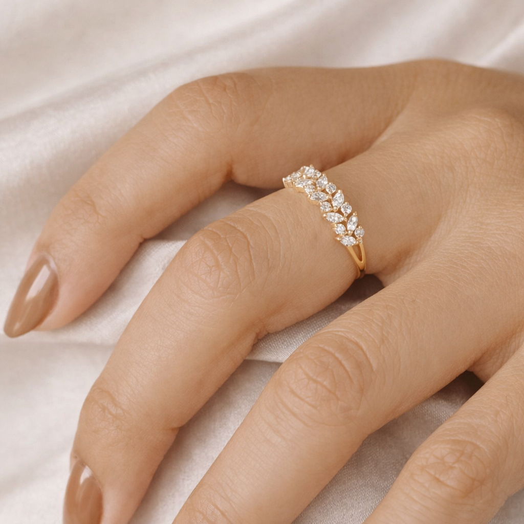 Two Row Wedding Band With Round Prong Setting
