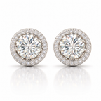 Round Brilliant Diamond Halo Earrings 2 Ct
