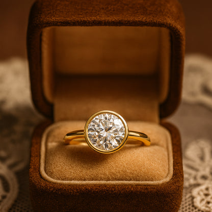 Modern Bezel Set Diamond Ring in 14K Gold – Sleek Solitaire Engagement Design
