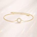 Circle Bracelet With Round Cut Diamond In White Gold
