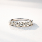 Custom Wedding Band Bezel Set Oval And Round Cut Moissanite Stacking Ring.
