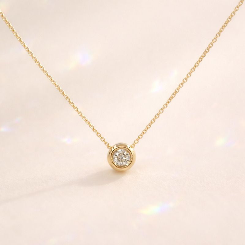 Custom Diamond Pendant With Diamond Bezel Pendant Style In Yellow Gold Pendant
